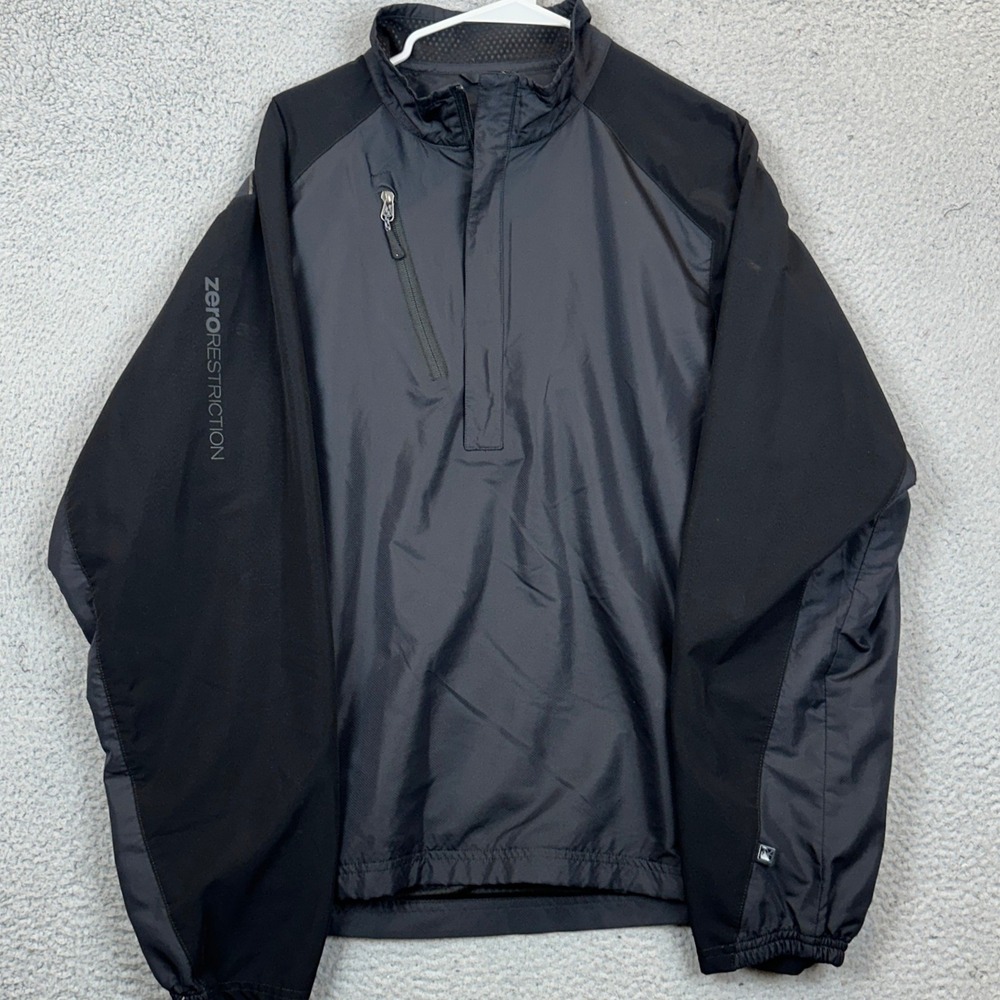 Zero Restriction Jacket Men Large Tour Series Black Quarter Zip Golf Windbreaker